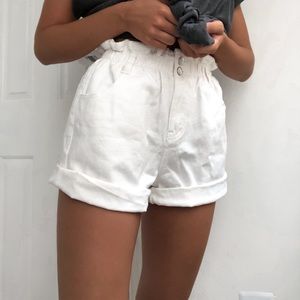 white paperbag shorts